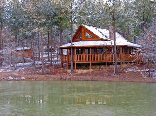 cabin on a lake