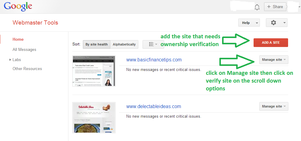 verify site ownership in wordpress