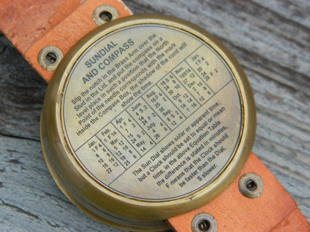 STEMPUNK SUNDIAL COMPASS WRIST WATCH WITH HANDMADE LEATHER BRACELET eBay