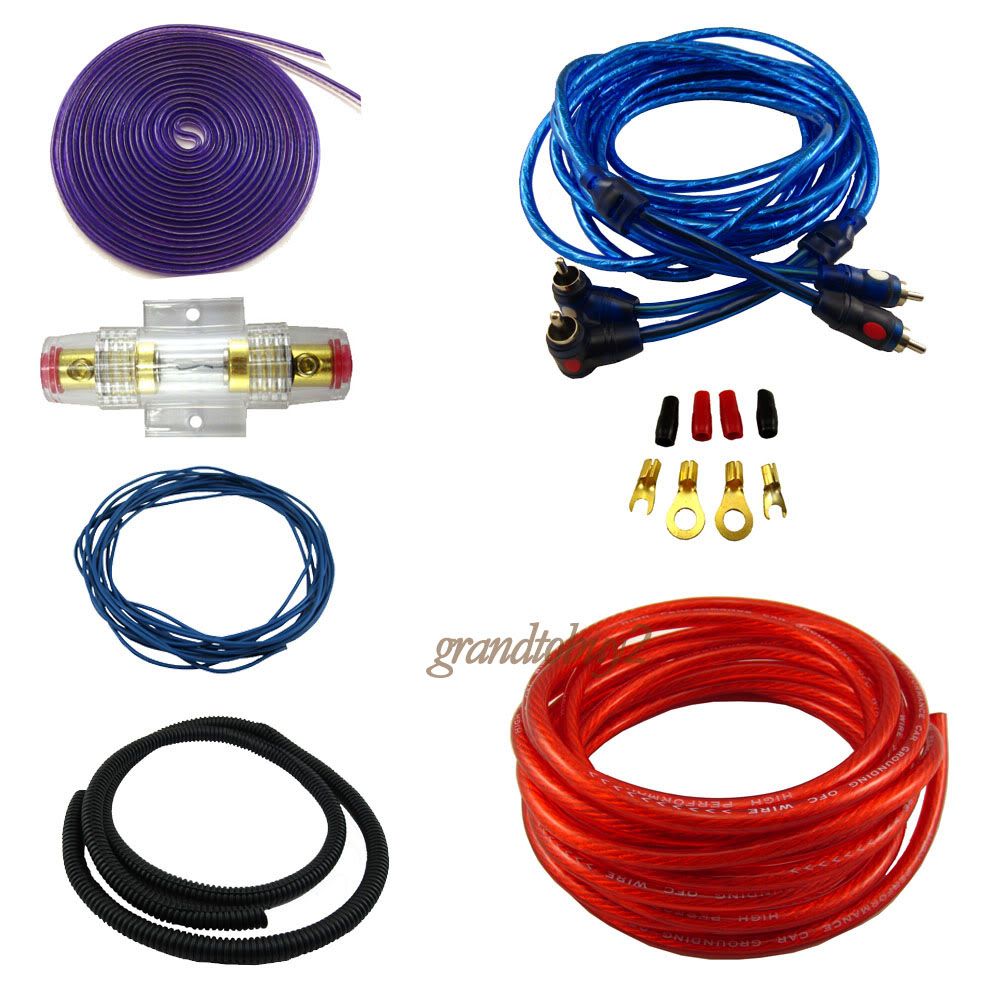 NEW Car Audio Subwoofer Sub Amplifier AMP RCA Wiring Kit Power Cable