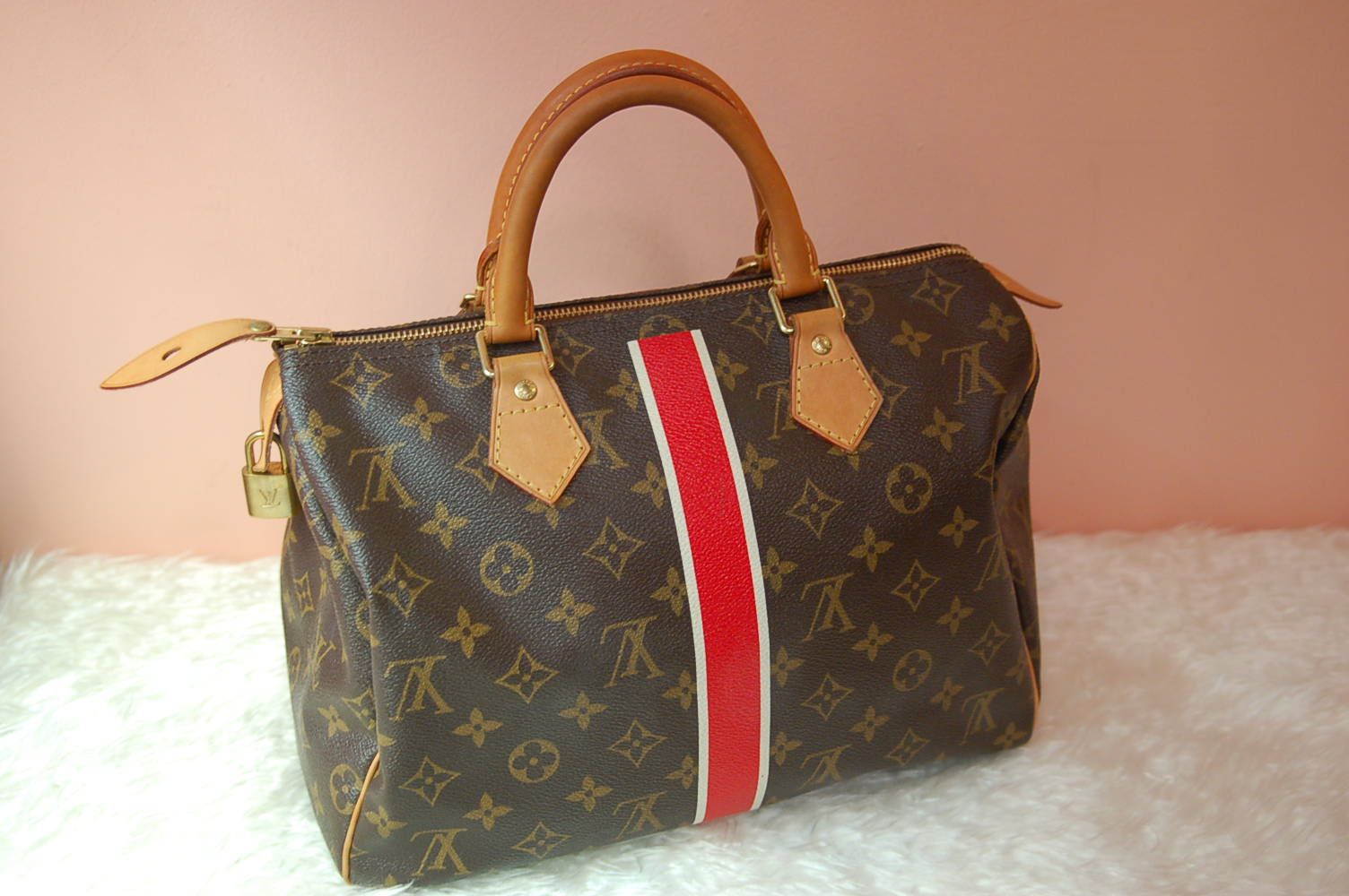 louis vuitton red monogram purse