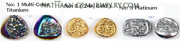 Natural Window Drusy and Druzy Agate Cabochan Gemstones For Jewelry, Multi Green, 24K Gold, Platinum Silver Available in Titanium Coated Colors with Shiny Like Crystal Sugar Grains.