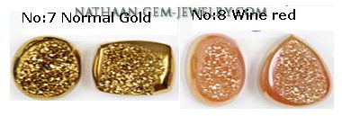 Natural Window Drusy and Druzy Agate Cabochan Gemstones For Jewelry, Normal Gold and Wine Red Available in Titanium Coated Colors with Shiny Like Crystal Sugar Grains.
