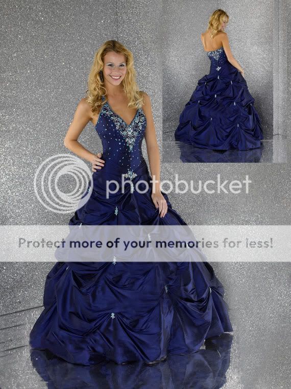   Wedding Blue Formal Prom Evening Dress Gown Ball Size 8 10 12 14 16