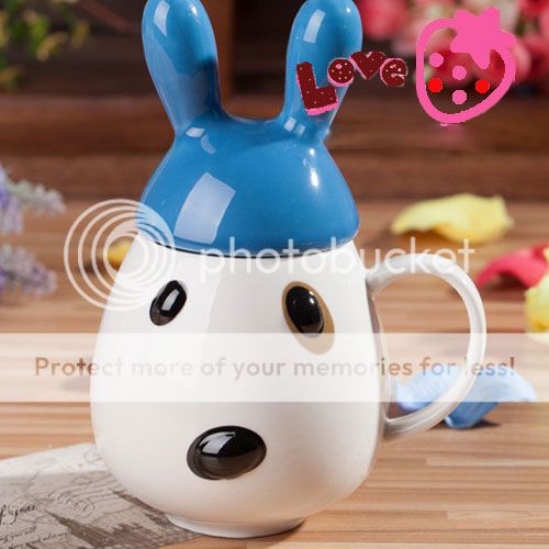 Rabbit Ceramic Coffee Tea Mug Cup with Ear Lid Set Mug Dust Cover Lid