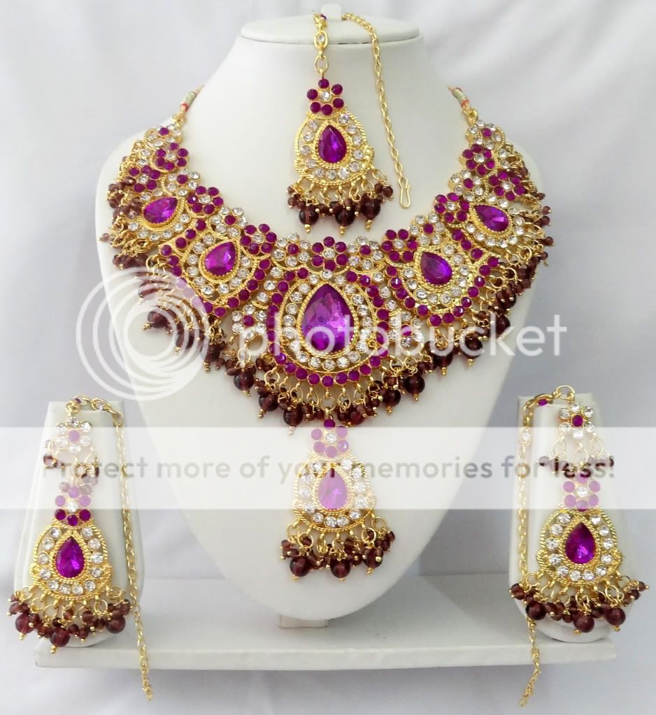Indian Bollywood Style Kundan Diamante Necklace Set Fashion Jewelry ECL ...