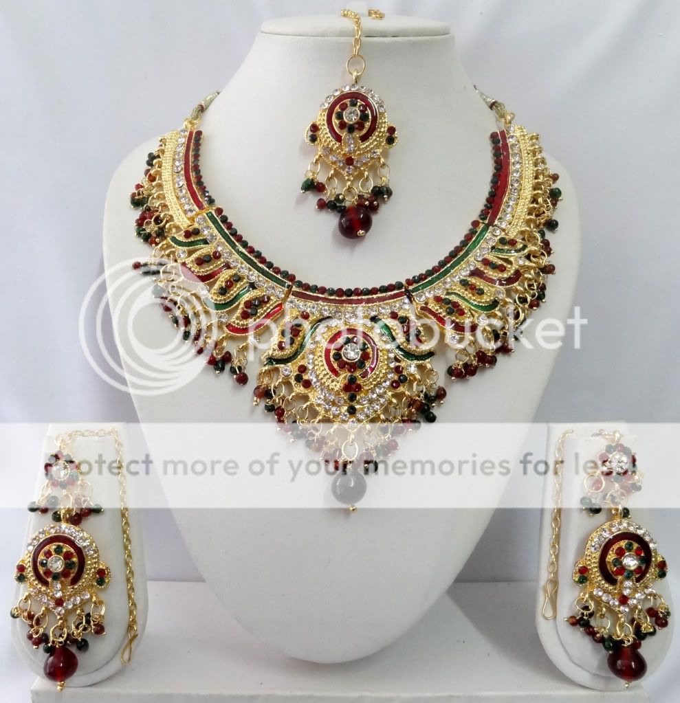 Indian Bollywood Jewelry Fashion Kundan Diamante Necklace Set Jewellery ...