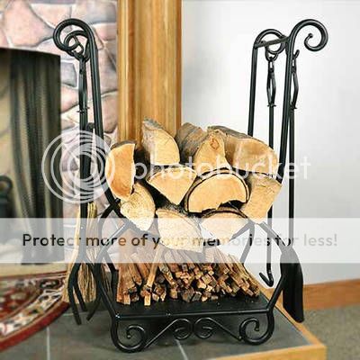 Log Fire Wood Holder Firewood Rack Fireplace Tools Broom Shovel Poker