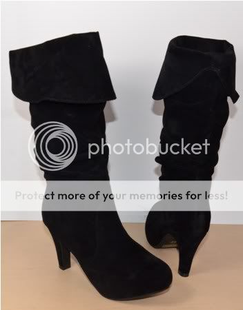   Suede Slouchy High Heel Boots 2 Ways To Wear Black Ruched Boot  