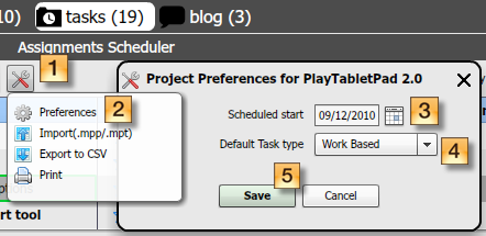 project planning with OneDesk - setting preferences