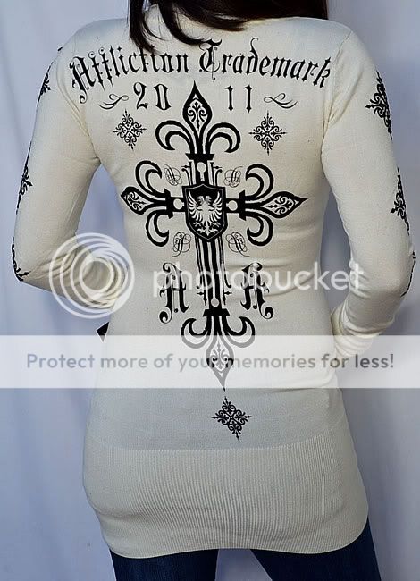 Affliction Women Maia Long Sleeve V Neck Sweater AW4780 Cream White 