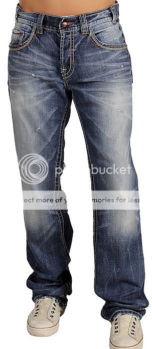 MEK Denim Mens Pushkar Jeans Straight New Medium Blue 29 x 34