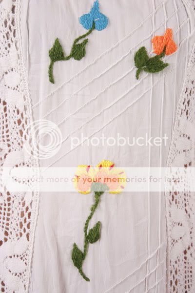   White ETHNIC HIPPIE mexican EMBROIDER cutout Crochet LACE Maxi Dress S